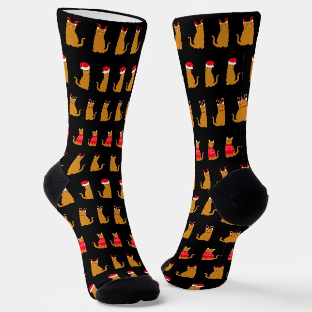 Calcetines Gatos navidades en la Novedad Santa Hats (Angular)