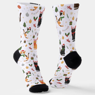 Calcetines Gatos Navideños Adorables y Decoraciones Festivas 