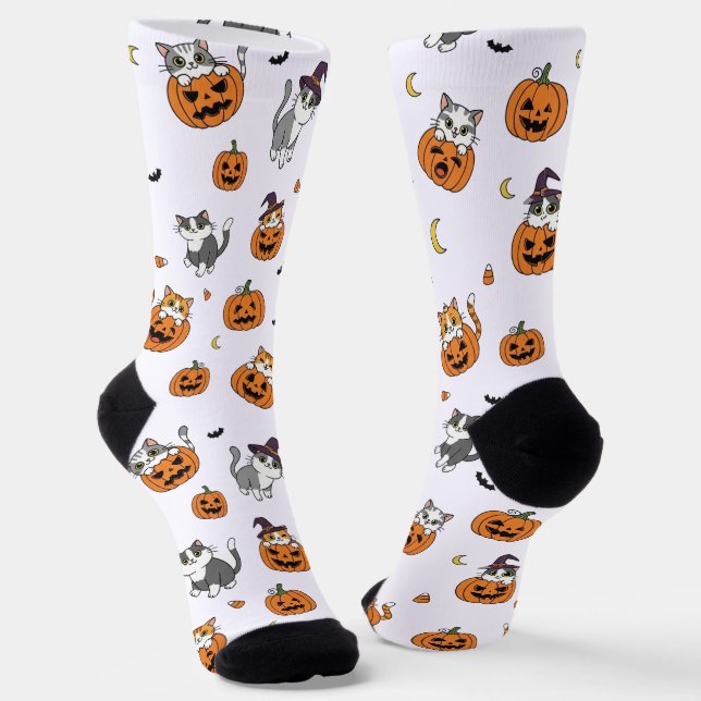 Calcetines Gatos y calabazas de Halloween (Angular)