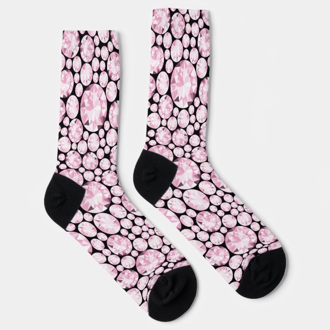 Calcetines Gemas de diamantes rosados Moda Glam Diversión ele (Derecha)