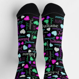Calcetines Gemstones corazones nombre personalizado color neg