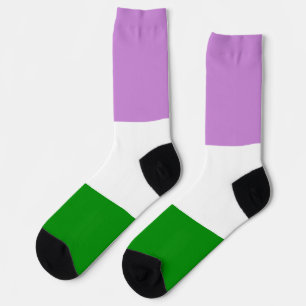 Calcetines Género Queer Púrpura Verde Blanco strip LGBT
