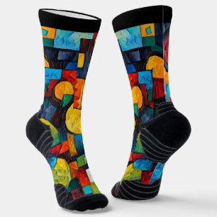 Calcetines Geometría de sueños vibrantes: arte abstracto mode