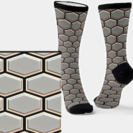 Calcetines Geometric Hexagon 3D Look Textura Gris Socks