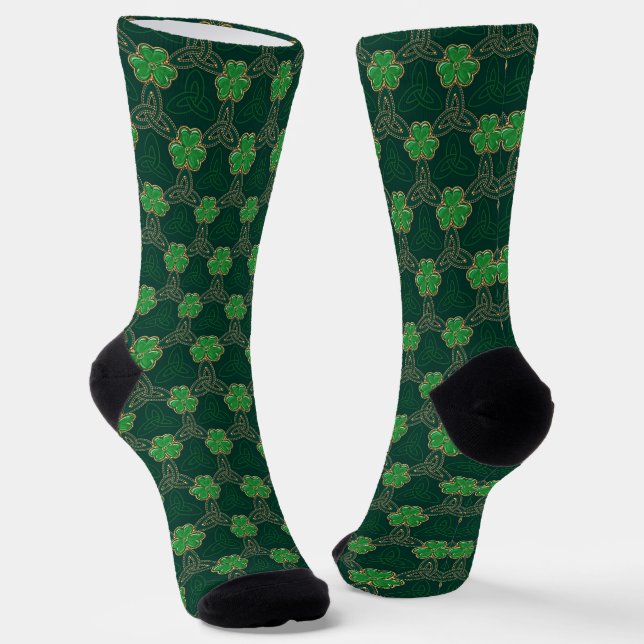 Calcetines Geometric St Patricks day Celtic Triskele Shamrock (Angular)