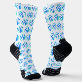 Calcetines geométricos azul y blanco | Patrón de h