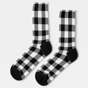 Calcetines Gingham de cuadros negros y blancos modernos