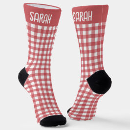 Calcetines Gingham Rústico con Nombre Personalizado en Cuadro