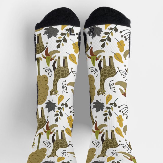 Calcetines Giraffilia patrón ininterrumpido blanco amarillo a (Arriba)