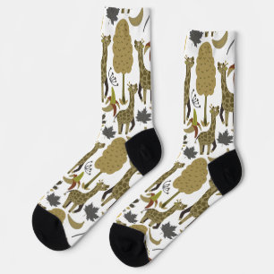Calcetines Giraffilia patrón ininterrumpido blanco amarillo a