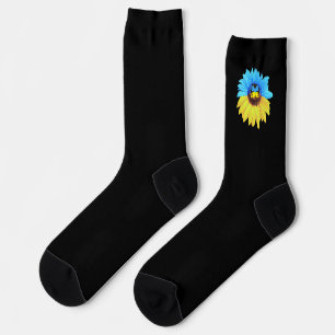 Calcetines Girasol acuarela Ucrania bandera azul amarilla