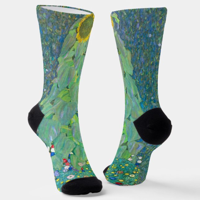 Calcetines Girasol de Klimt, flores antiguas Art Nouveau (Angular)