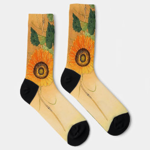 Calcetines GIRASOL, MARIPOSA, HOJAS VERDES Flor japonesa