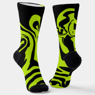 Calcetines Giro de mármol retro Lime Green y Black