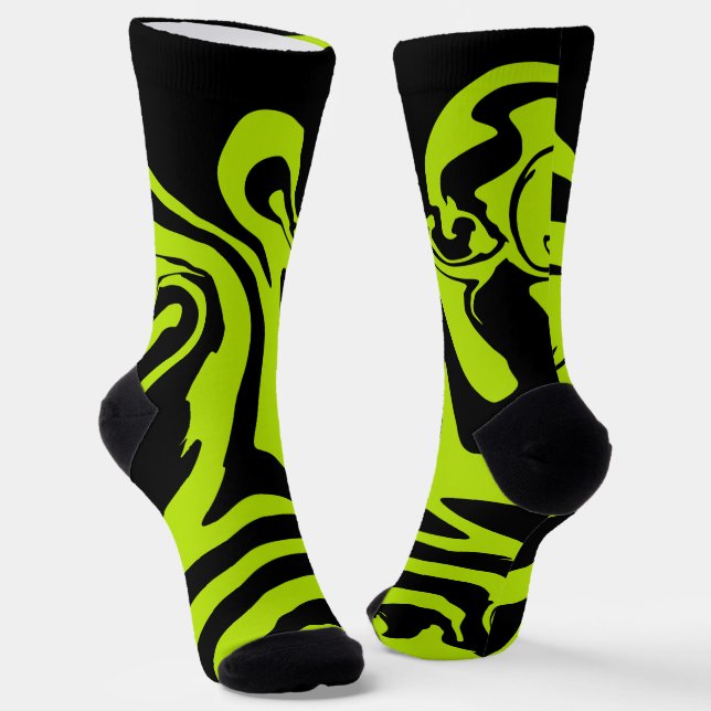 Calcetines Giro de mármol retro Lime Green y Black (Angular)