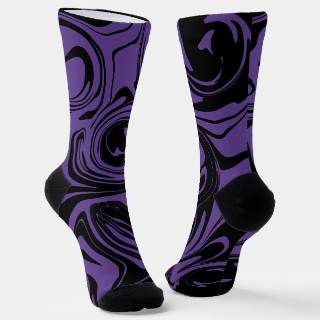Calcetines Giro de mármol retro morado y negro (Angular)