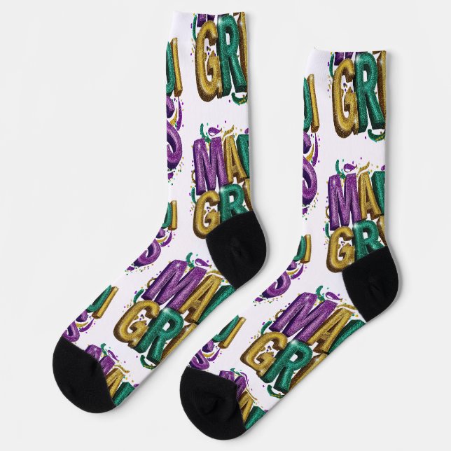 Calcetines Glittery Mardi Gras Gras Women's T-Shirt, Purple G (Izquierda)
