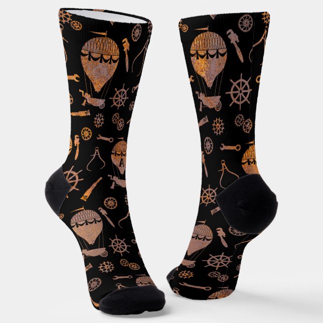 Calcetines Globos de acero rusto Steampunk monogramados sutil (Angular)