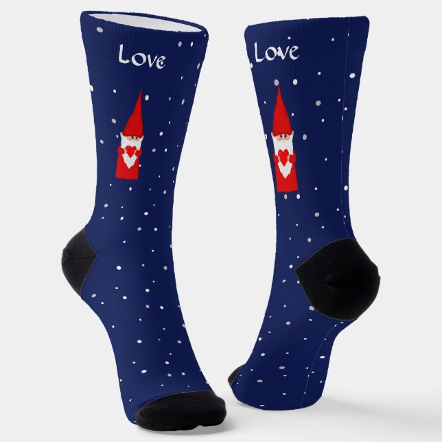Calcetines Gnome de navidades sobre azul marino (Angular)