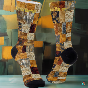Calcetines Golden Patchwork Art Socks - Diseño elegante Perso