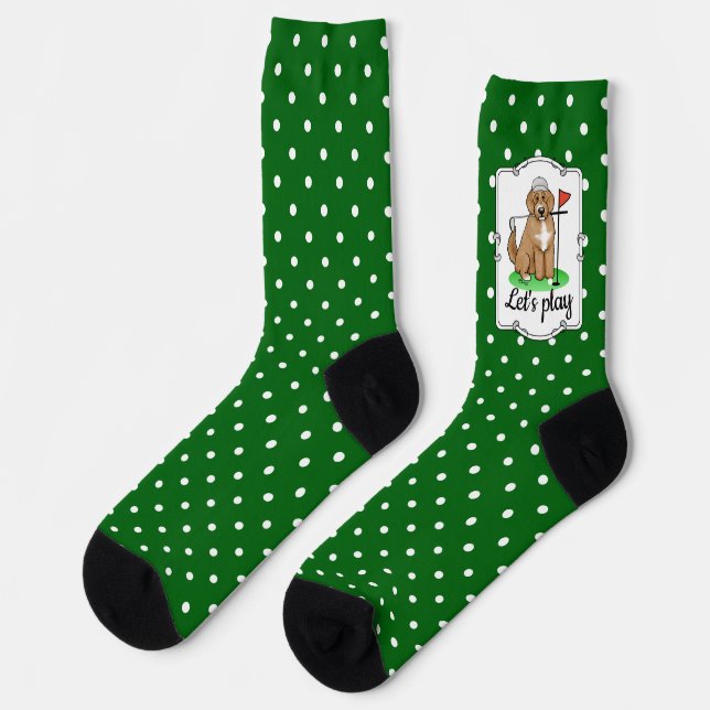 Calcetines Goldendoodle Perro Jugando Golf (rojo whmk2) Diver (Izquierda)