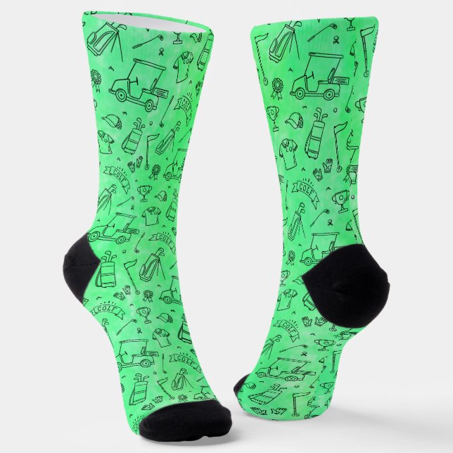 Calcetines Golf Doodle Seamless Socks con acuarela verde (Angular)