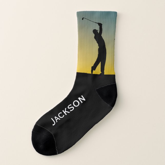 Calcetines Golfer Silhouett al atardecer (Parte exterior derecha)