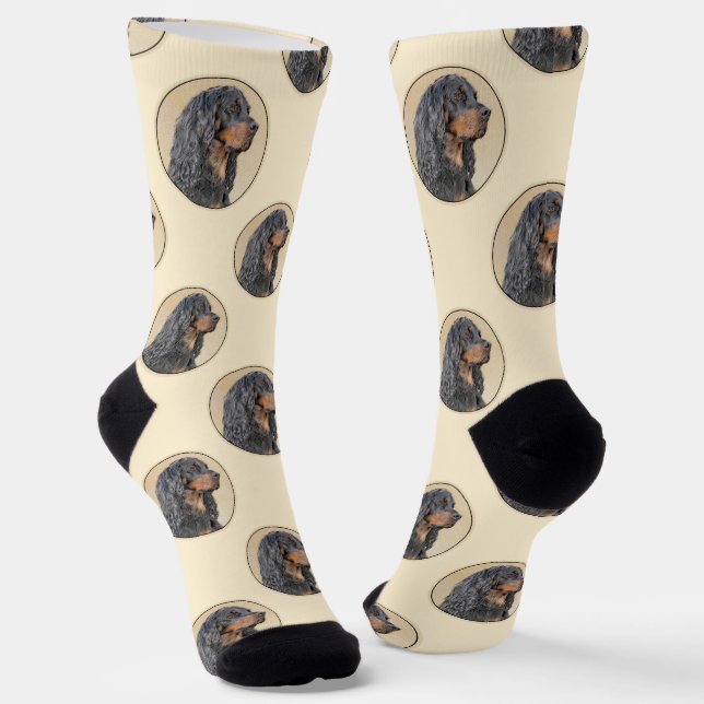 Calcetines Gordon Setter Pintando Arte Perro Original Negro C (Angular)