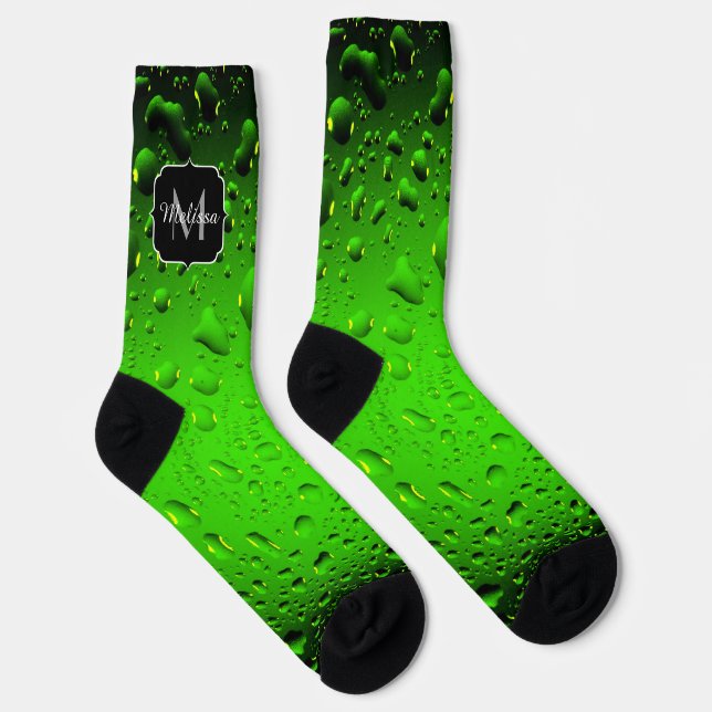 Calcetines Gotas elegantes de agua verde Guay Monograma (Derecha)