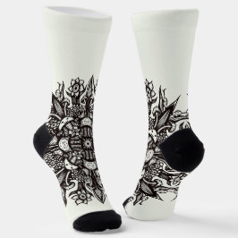 Calcetines Gótico loco negro y blanco fresco psicodélico