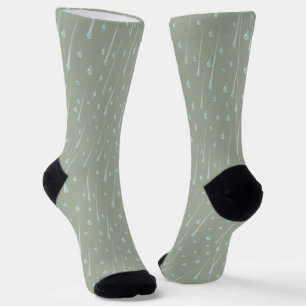 Calcetines Gotitas de lluvia Cute Día lluvioso Verde oliva