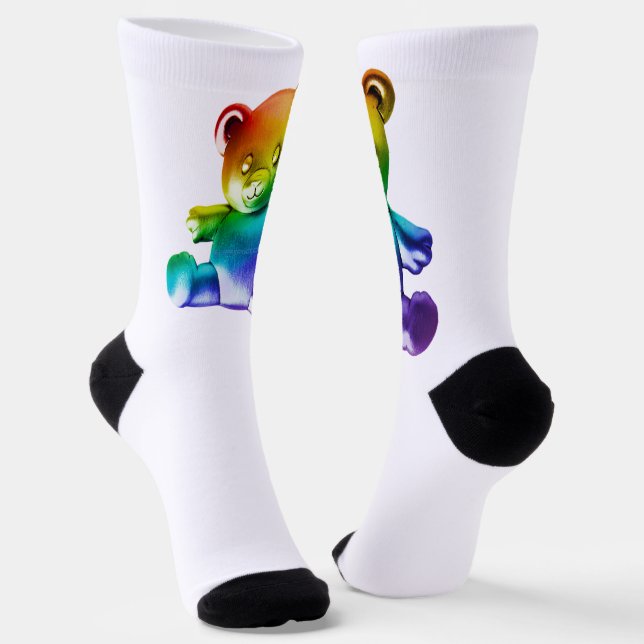 Calcetines Gra de arcoiris de osito metalizado cepillado de S (Angular)