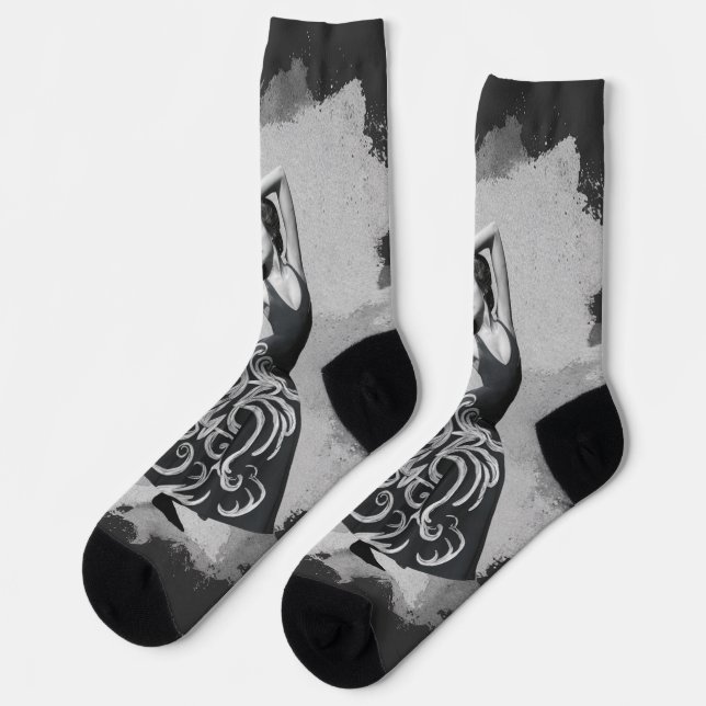 Calcetines "Graceful Reverie: Un baile monocromático" (Izquierda)