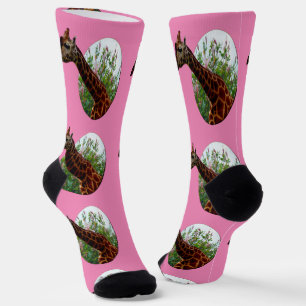 Calcetines "Gracia tropical: Giraffe Popout con Hibiscus