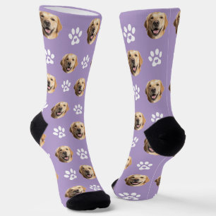 Calcetines Graciosa foto de perro Personalizado con el Púrpur