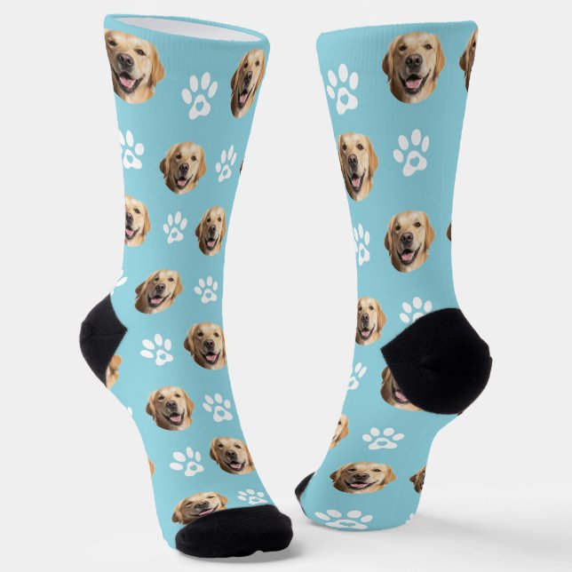 Calcetines Graciosa foto de perro Personalizado con turquesa  (Angular)