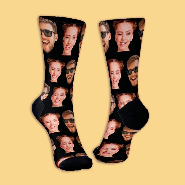Calcetines Graciosa foto personalizada de 2 caras (Funny Personalized 2 Face Photo Socks
)