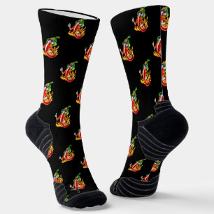 Calcetines Gracioso Bombero Chili En Fuego Da Muñecas
