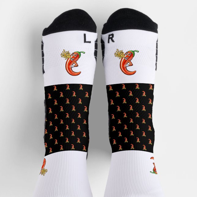 Calcetines Gracioso Chili picante En Patrón De Fuego (Arriba)