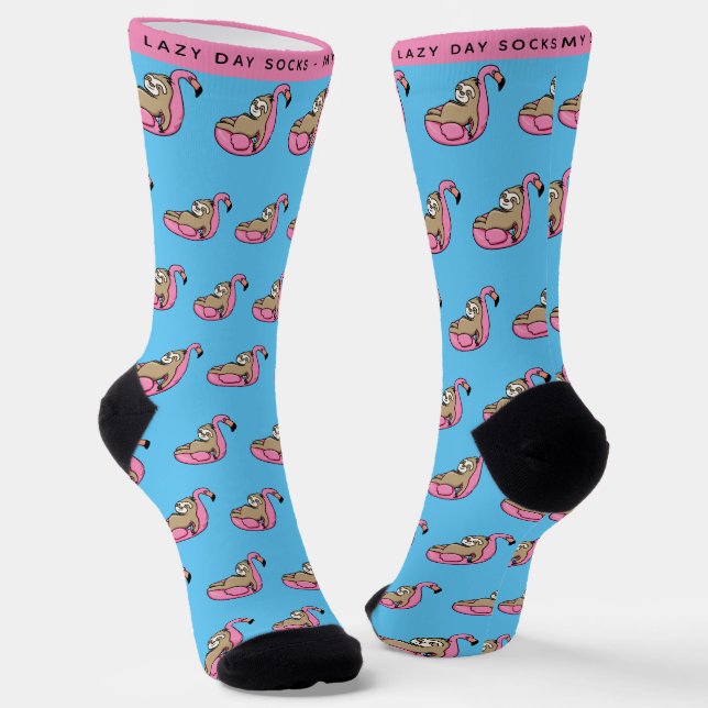 Calcetines Gracioso Lazy Sloth Pattern rosa y azul (Angular)