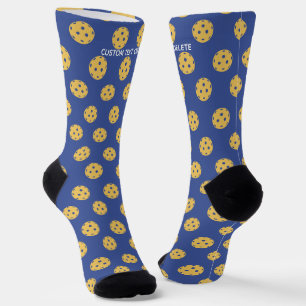Calcetines Gracioso Patrón De Baloncesto Amarillo Azul Person