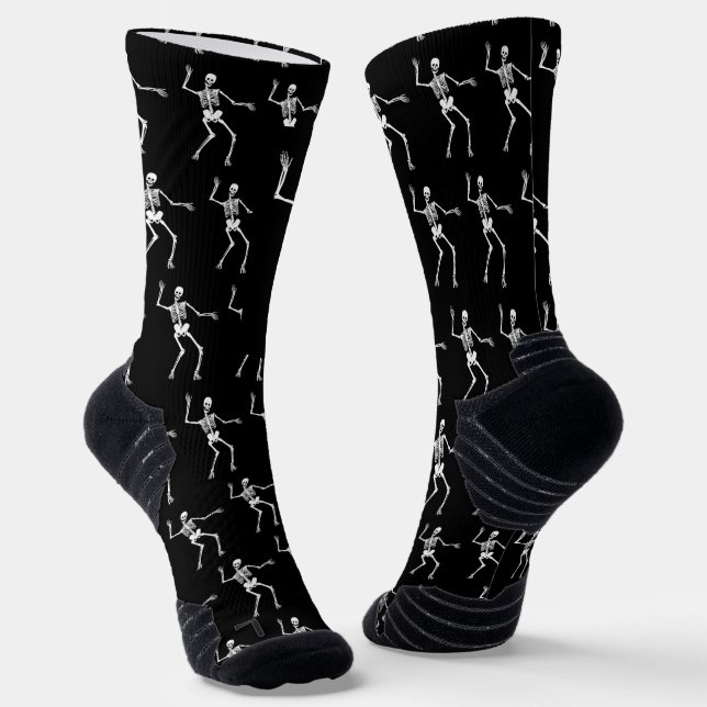 Calcetines Gracioso patrón de esqueleto de miedo Feliz Hallow (Angular)