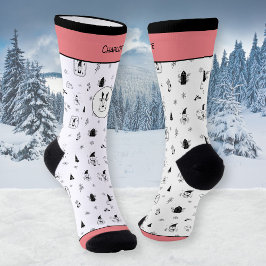 Calcetines Graciosos árboles nórdicos de invierno de renos