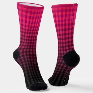 Calcetines Gradiente de patrón de cuadros rojos y negros