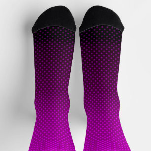 Calcetines Gradiente de puntos polka color negro púrpura impr
