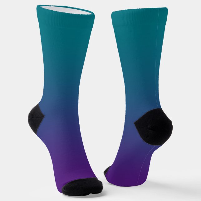 Calcetines Gradiente Moderno de Turquesa Oscuro y Púrpura Rea (Angular)