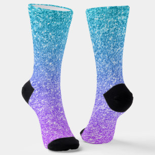 Calcetines Gradiente morado y turquesa textura falsa purpurin