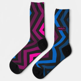 Calcetines Gradiente rosa azul Chevron neón