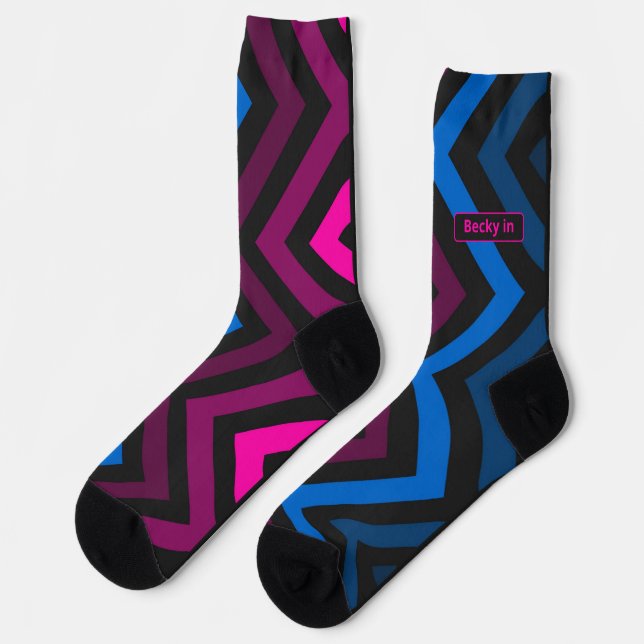 Calcetines Gradiente rosa azul Chevron neón  (Izquierda)