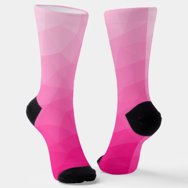 Calcetines Gradiente rosa caliente patrón de malla geométrica (Angular)